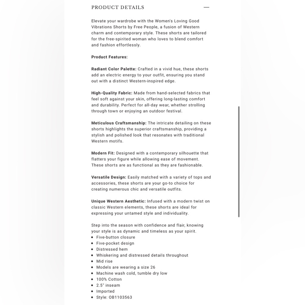 Free People We The Free Jean Shorts Loving Good Vibrations Women’s 29 Distressed - Picture 12 of 12